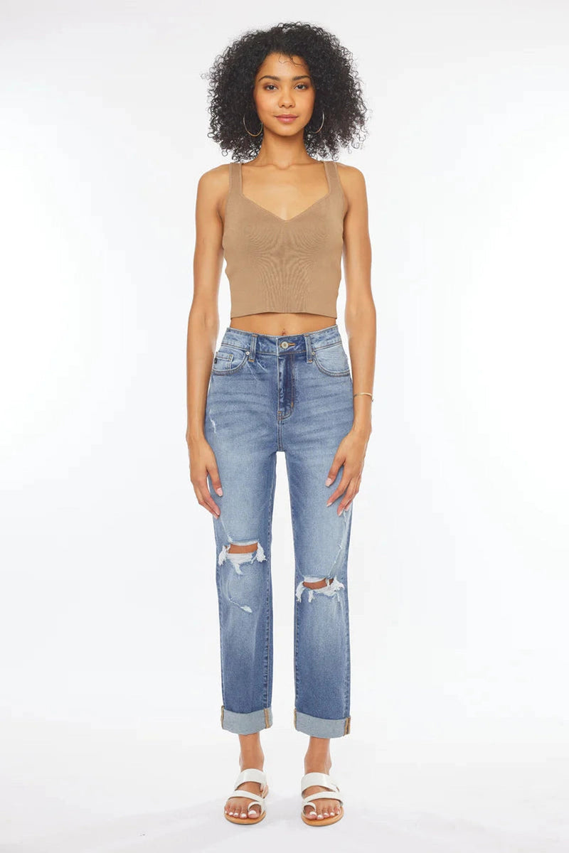 Dark wash high waisted mom deals jeans