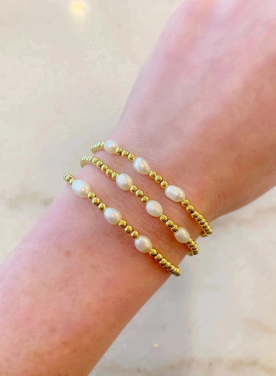 Gold Pearl Beaded Bracelet Free Shipping 150