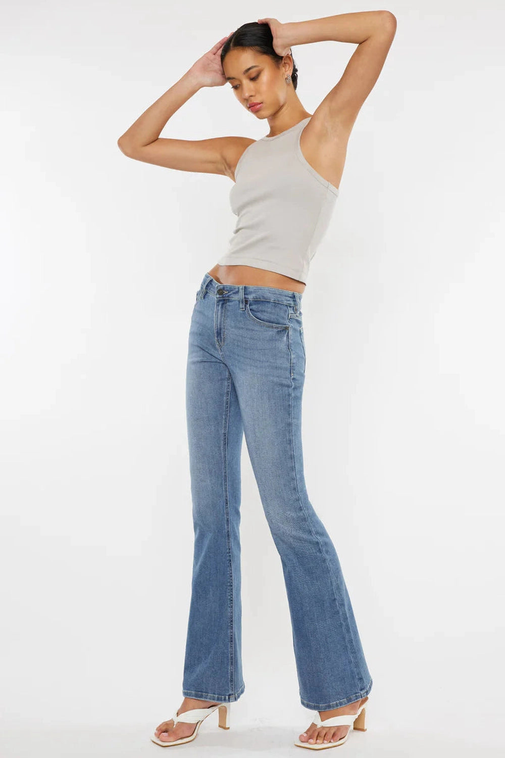 Women Light Wash High Rise Flare Jeans